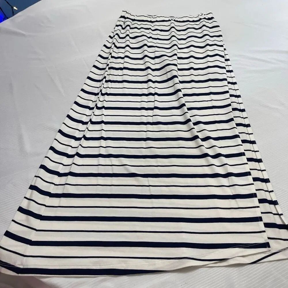 Feel The Piece By Terre Jacobs White Navy Blue Stripe Maxi Skirt Size XS/S